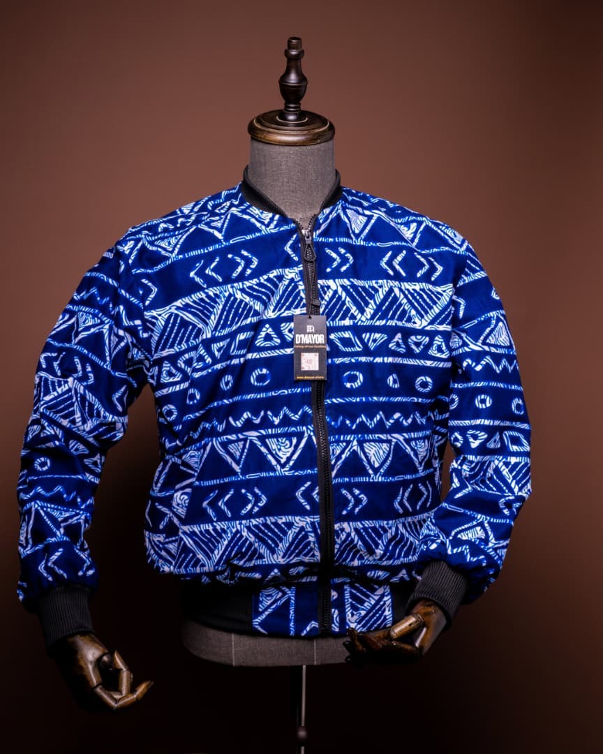 Premium Handmade African  Wax Print Bomber Jacket 